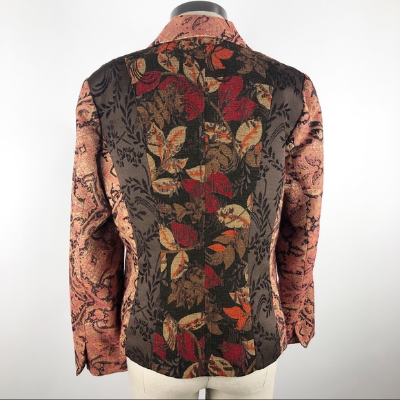Coldwater Creek 2 Metal Button Leaf Print Blazer - Picture 11 of 15